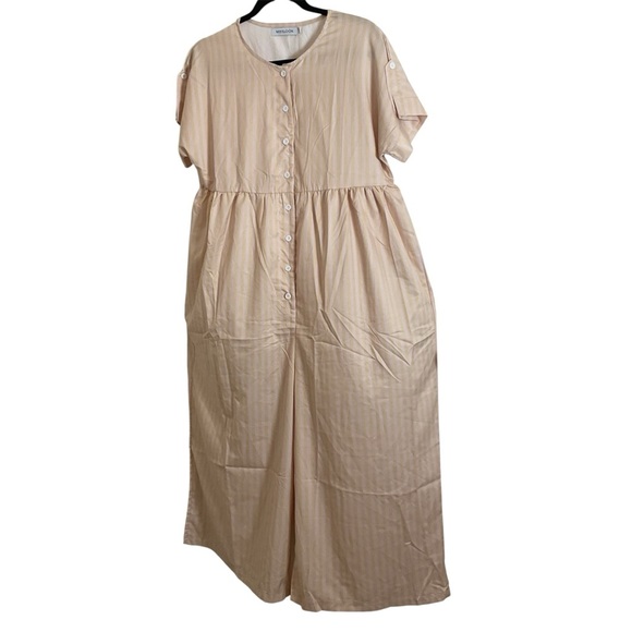 Miss Look wide-leg jumpsuit in a light pale yellow and beige, color size small - Picture 12 of 12